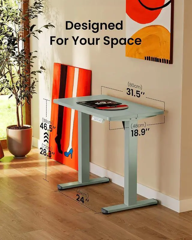 Alt view image 3 of 7 - ErGear Height Adjustable Electric Standing Desk, 32 x 19 Inches Sit Stand up Desk, Memory Computer Home Office Desk,Green