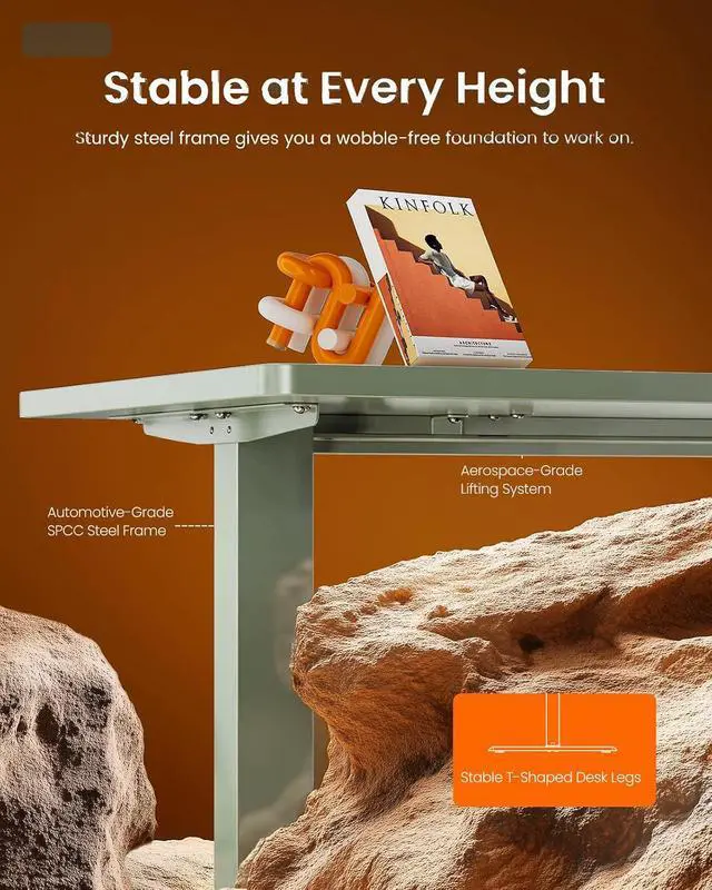 Alt view image 4 of 7 - ErGear Height Adjustable Electric Standing Desk, 32 x 19 Inches Sit Stand up Desk, Memory Computer Home Office Desk,Green