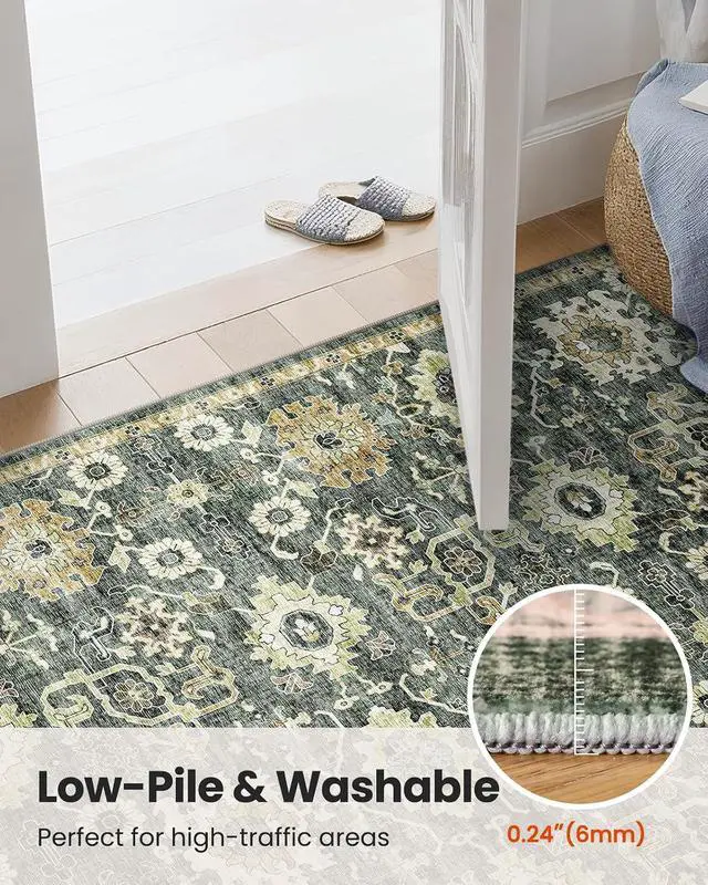 Alt view image 7 of 7 - AMADA HOMEFURNISHING 8x10 Washable Area Rug, Low-Profile Large Area Rug with Non-Slip Backing & Durable Edge Binding, Vintage Large Rugs for Living Room, Bedroom, Dinning Room