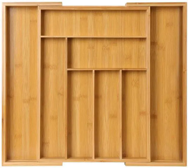 Alt view image 2 of 7 - Pipishell Bamboo Bed Tray Table with Foldable Legs & Bamboo Expandable Silverware Drawer Organizer