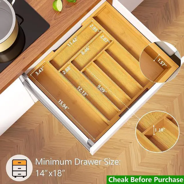 Alt view image 5 of 7 - Pipishell Bamboo Bed Tray Table with Foldable Legs & Bamboo Expandable Silverware Drawer Organizer