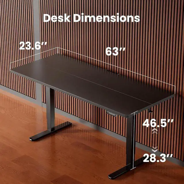 Alt view image 3 of 7 - ErGear Height Adjustable Electric Standing Desk, 63 x 24 Inches Sit Stand up Desk, Memory Computer Home Office Desk, Black