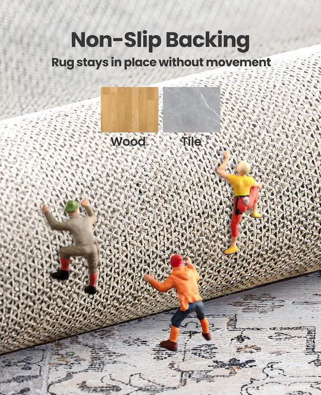 Alt view image 6 of 7 - AMADA HOMEFURNISHING 8x10 Area Rugs, Low-Profile Large Washable Area Rug with Non-Slip Backing & Durable Edge Binding, Vintage Rugs for Living Room, Bedroom, Dinning Room