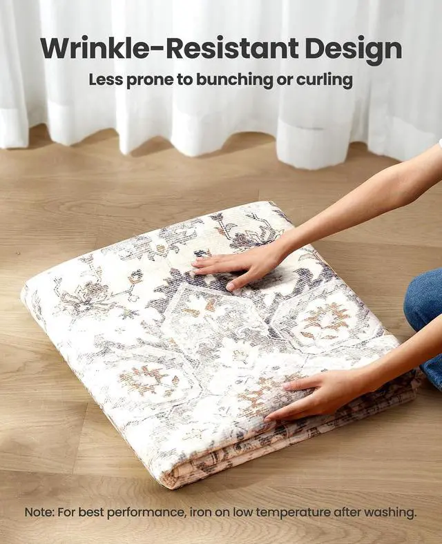 Alt view image 7 of 7 - AMADA HOMEFURNISHING 8x10 Area Rugs, Low-Profile Large Washable Area Rug with Non-Slip Backing & Durable Edge Binding, Vintage Rugs for Living Room, Bedroom, Dinning Room