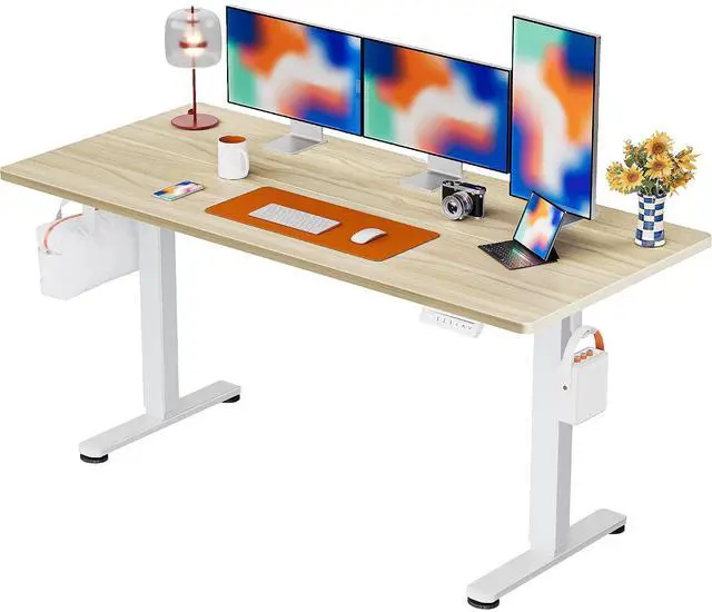 Main image of ErGear Height Adjustable Electric Standing Desk, 55 x 28 Inches Sit Stand up Desk, Memory Computer Home Office Desk, Natural