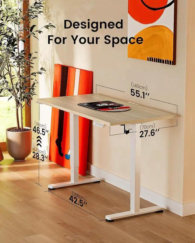 Alt view image 3 of 7 - ErGear Height Adjustable Electric Standing Desk, 55 x 28 Inches Sit Stand up Desk, Memory Computer Home Office Desk, Natural