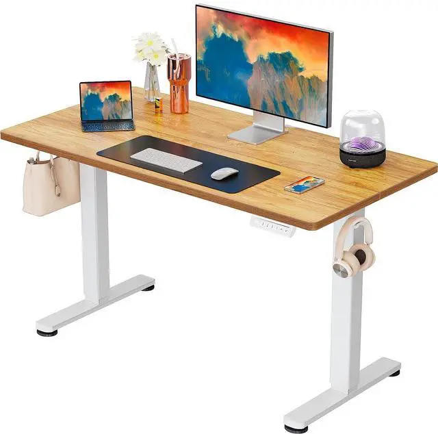 Main image of ErGear Height Adjustable Electric Standing Desk, 44 x 24 Inches Sit Stand up Desk, Memory Computer Home Office Desk, Light Vintage Brown