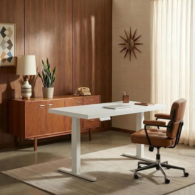 Main image of ErGear Electric Standing Desk, 48 Inch Adjustable Height Sit Stand Up Desk with 1.18" Thickness Whole-Piece Desktop, Computer Office Desk for Home Office, White