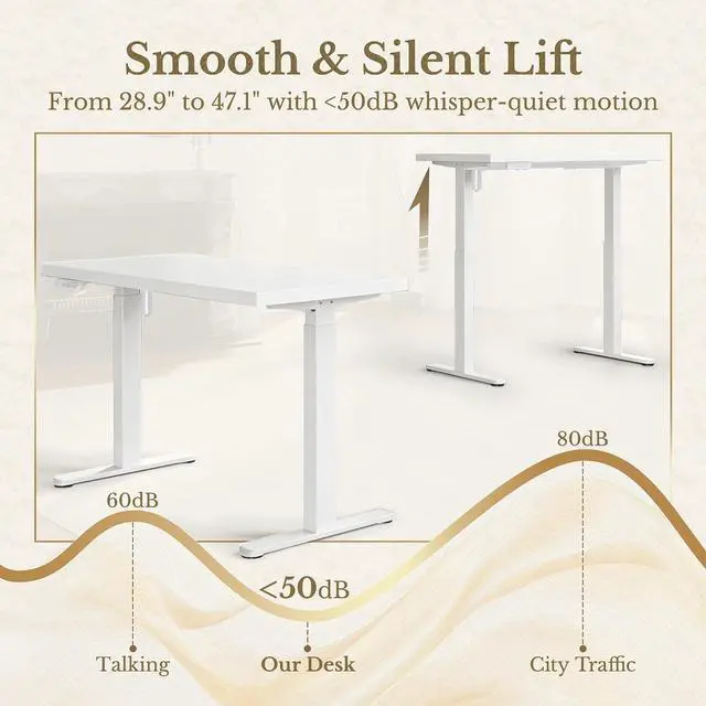 Alt view image 3 of 7 - L Shaped Standing Desk, 67 Inches Electric Adjustable Desk with Storage & 2 File Cabinets, Fluted Executive Corner Desk for Home Office with Built-in Outlets1.18" Desktop, White