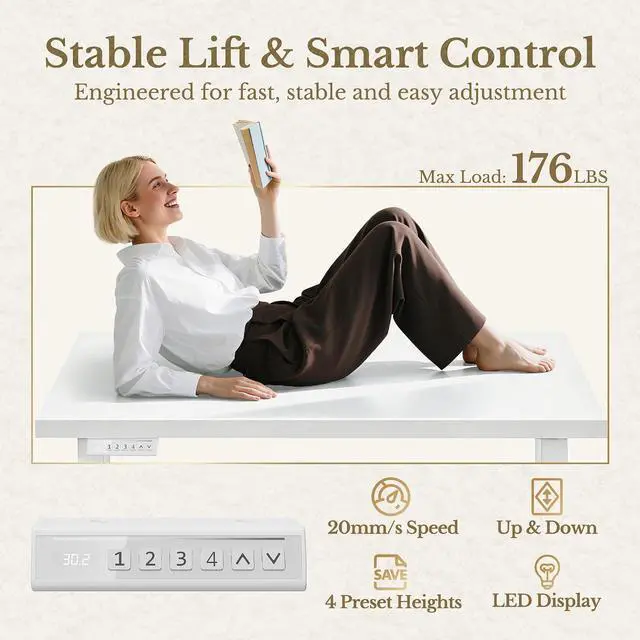 Alt view image 7 of 7 - L Shaped Standing Desk, 67 Inches Electric Adjustable Desk with Storage & 2 File Cabinets, Fluted Executive Corner Desk for Home Office with Built-in Outlets1.18" Desktop, White