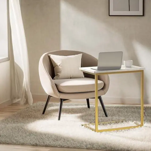 Alt view image 5 of 5 - Pipishell Bamboo Bed Breakfast Tray with Foldable Legs(Black), C Shaped End Table
