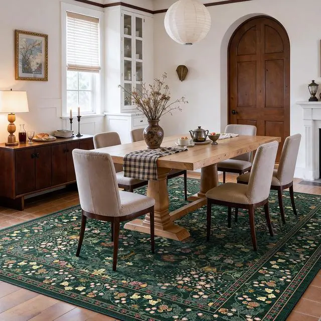 Alt view image 3 of 7 - AMADA HOMEFURNISHING 5x7 Area Rug, Washable Living Room Rug with Non-Slip Backing, Low Pile and Durable Edge Binding, Vintage Soft Floral Rugs for Living Room, Bedroom, Dining Room