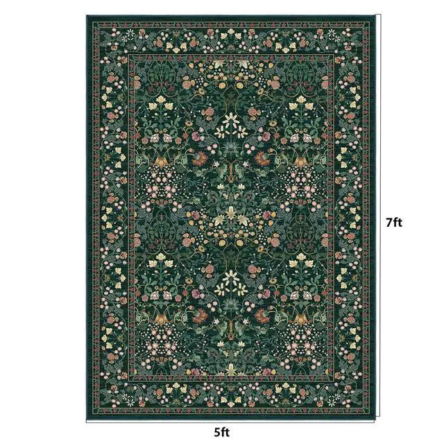 Alt view image 2 of 7 - AMADA HOMEFURNISHING 5x7 Area Rug, Washable Living Room Rug with Non-Slip Backing, Low Pile and Durable Edge Binding, Vintage Soft Floral Rugs for Living Room, Bedroom, Dining Room