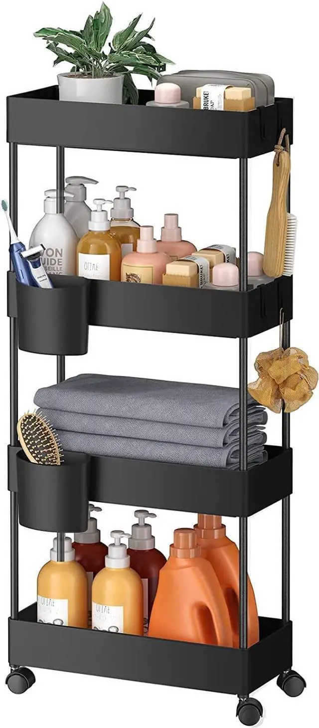 Main image of 2 Pcs Pipishell 3 Tier Mesh Utility Cart, Rolling Metal Organization Cart with Handle and Lockable Wheels
