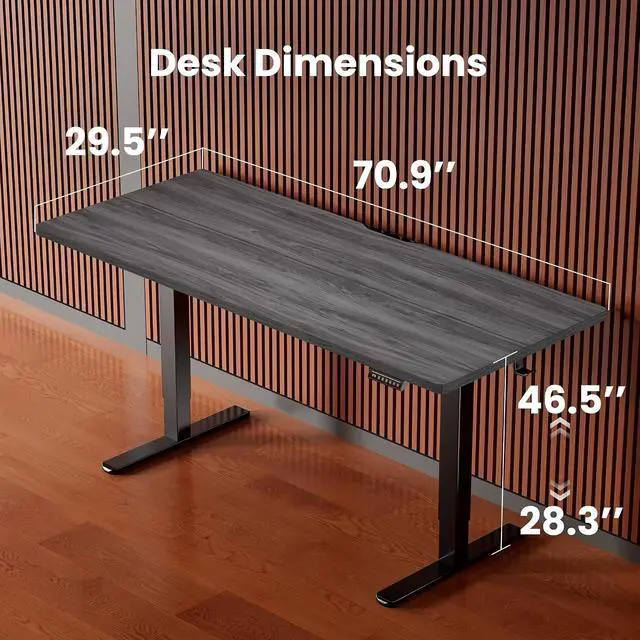 Alt view image 3 of 7 - ErGear Height Adjustable Electric Standing Desk, 71 x 30 Inches Sit Stand up Desk, Memory Computer Home Office Desk, Grey