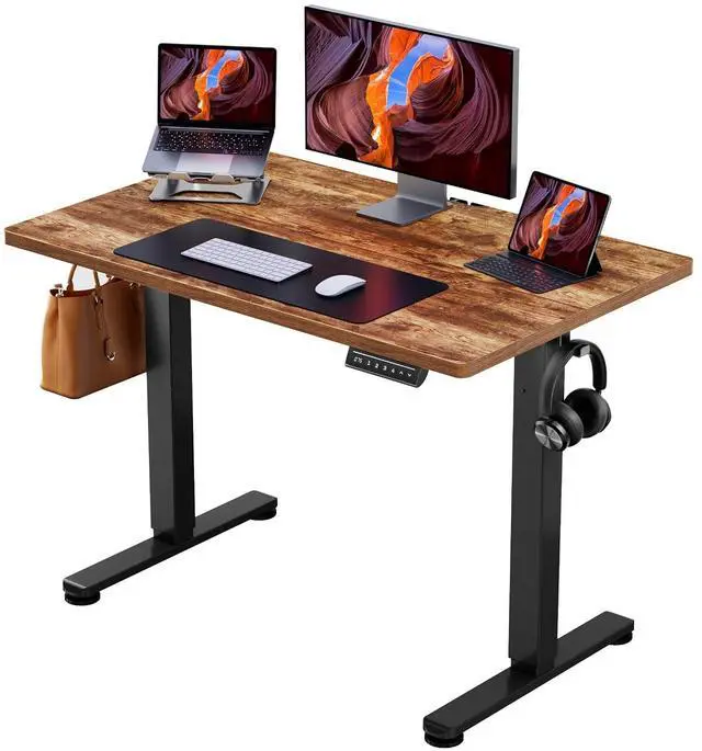Main image of ErGear Height Adjustable Electric Standing Desk, 40 x 24 Inches Sit Stand up Desk, Memory Computer Home Office Desk, Vintage Brown