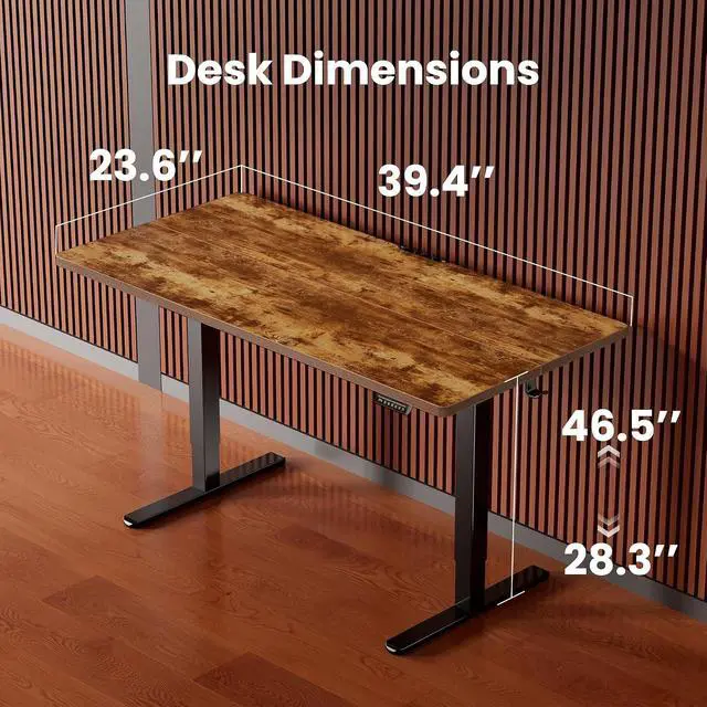 Alt view image 3 of 7 - ErGear Height Adjustable Electric Standing Desk, 40 x 24 Inches Sit Stand up Desk, Memory Computer Home Office Desk, Vintage Brown