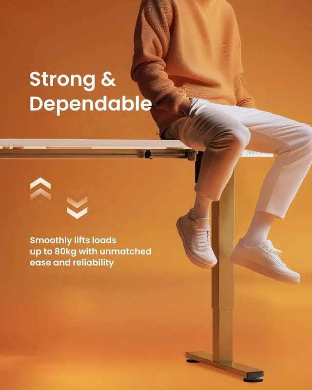 Alt view image 5 of 7 - ErGear Height Adjustable Electric Standing Desk, 32 x 19 Inches Sit Stand up Desk, Memory Computer Home Office Desk, White+Gold
