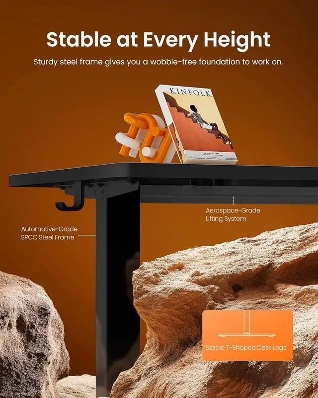 Alt view image 5 of 7 - ErGear Height Adjustable Electric Standing Desk, 48 x 24 Inches Sit Stand up Desk, Memory Computer Home Office Desk, Carbon Fiber Black