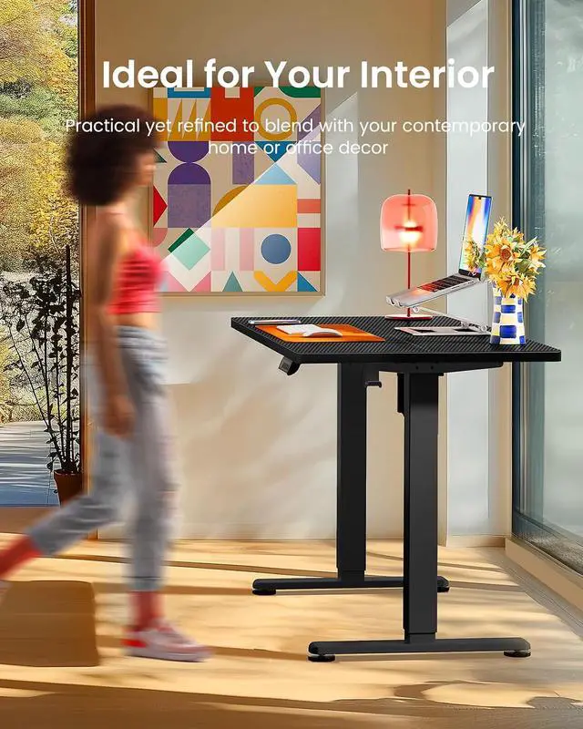 Alt view image 4 of 7 - ErGear Height Adjustable Electric Standing Desk, 48 x 24 Inches Sit Stand up Desk, Memory Computer Home Office Desk, Carbon Fiber Black
