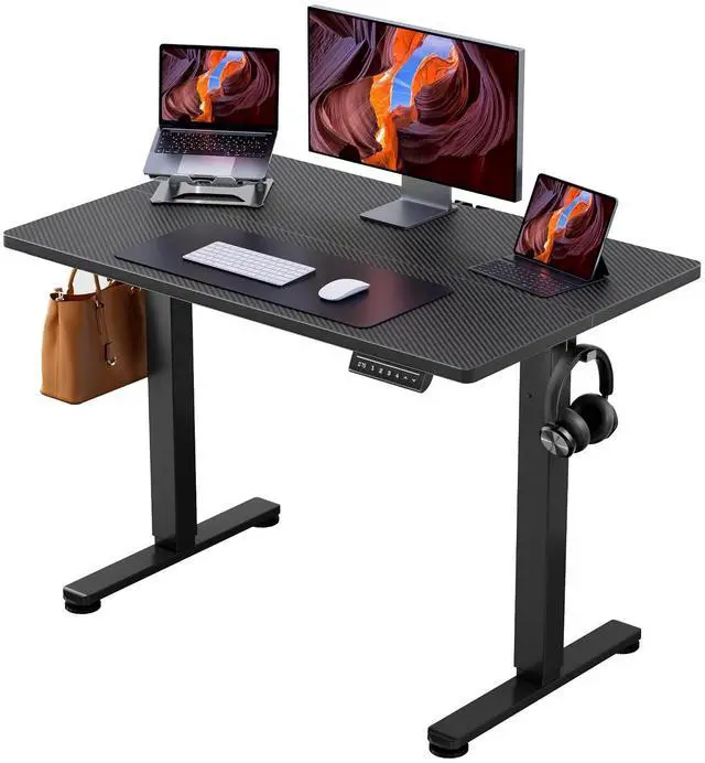 Main image of ErGear Height Adjustable Electric Standing Desk, 40 x 24 Inches Sit Stand up Desk, Memory Computer Home Office Desk, Carbon Fiber Black