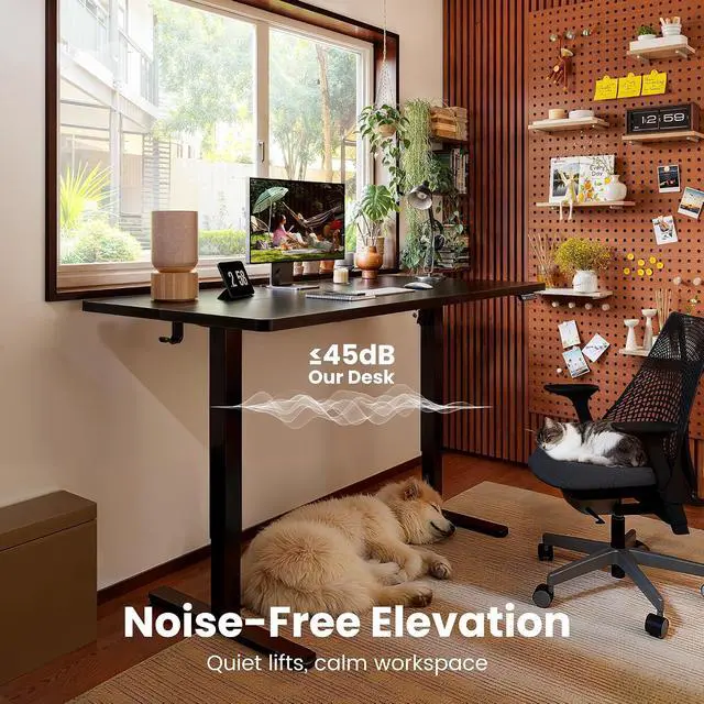 Alt view image 6 of 7 - ErGear Height Adjustable Electric Standing Desk, 40 x 24 Inches Sit Stand up Desk, Memory Computer Home Office Desk, Carbon Fiber Black