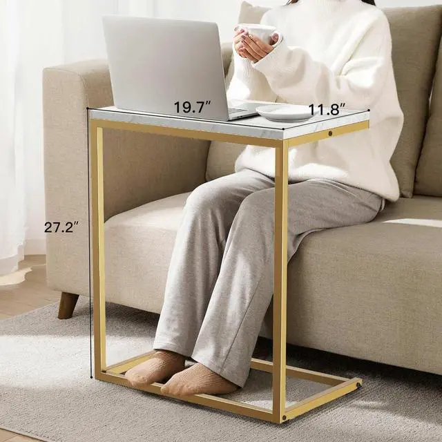 Alt view image 2 of 7 - Pipishell C Shaped End Table 27 inches High, Bamboo Bed Tray Table