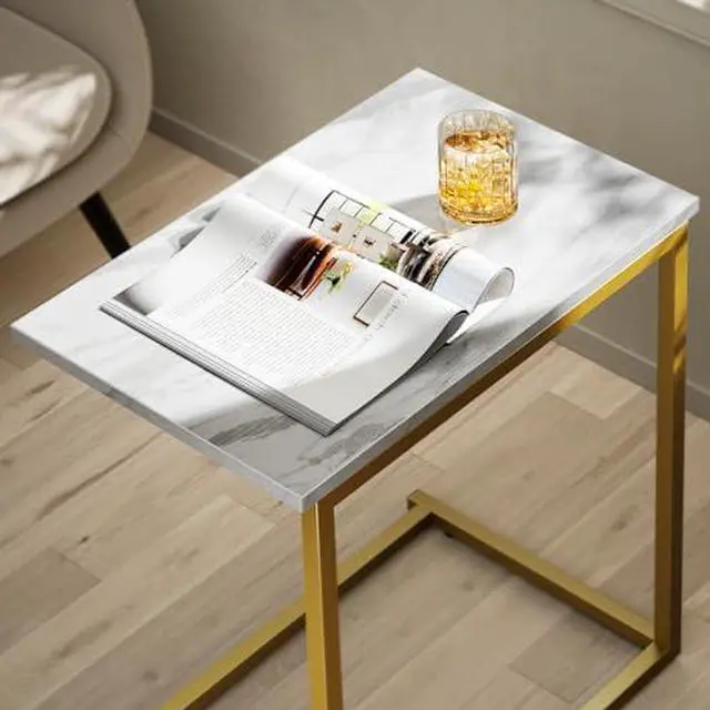 Alt view image 5 of 7 - Pipishell C Shaped End Table 27 inches High, Bamboo Bed Tray Table