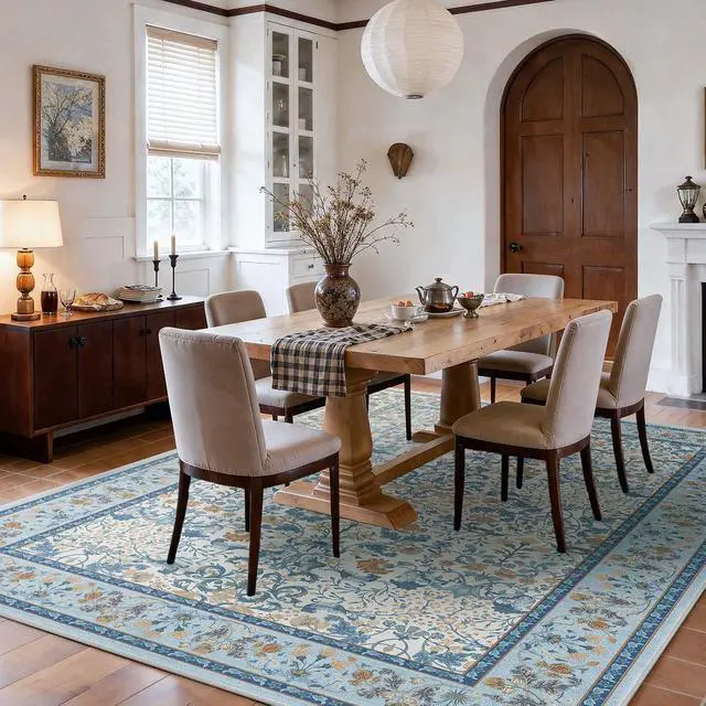 Alt view image 3 of 7 - AMADA HOMEFURNISHING 5x7 Area Rug, Washable Living Room Rug with Non-Slip Backing, Low Pile and Durable Edge Binding, Vintage Soft Floral Rugs for Living Room, Bedroom, Dining Room