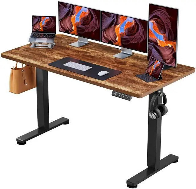 Main image of ErGear 63 X 28 Height Adjustable Electric Standing Desk, Vintage Brown | Smooth Height Adjustment, 4 Memory Presets, One-Touch Control, Stable Steel Frame, 176 lbs Capacity, Easy Assembly