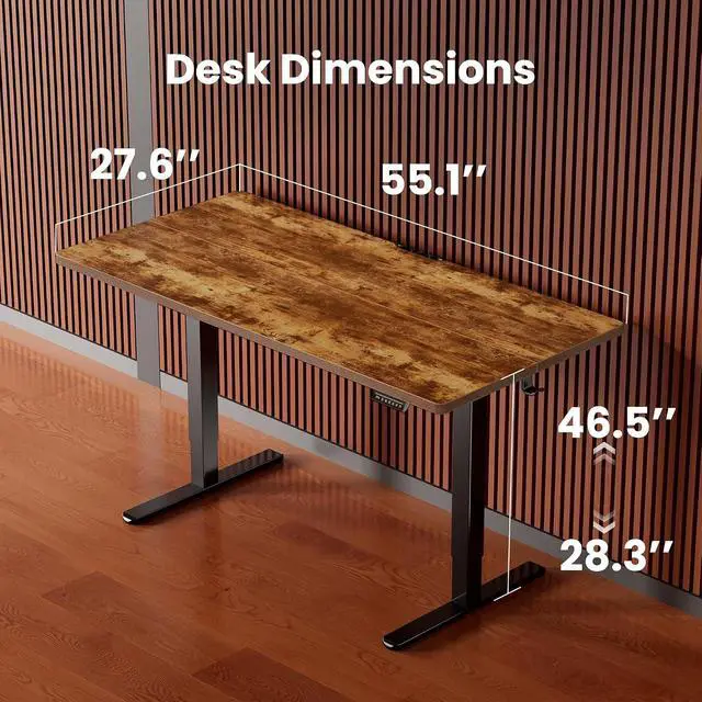 Alt view image 3 of 7 - ErGear Height Adjustable Electric Standing Desk, 55 x 28 Inches Sit Stand up Desk, Memory Computer Home Office Desk, Vintage Brown