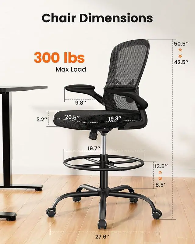 Alt view image 3 of 7 - ErGear Drafting Chair, Under Desk Foot Rest