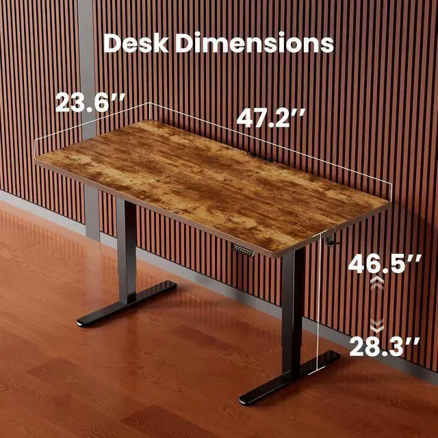 Alt view image 3 of 7 - ErGear Height Adjustable Electric Standing Desk, 48 x 24 Inches Sit Stand up Desk, Memory Computer Home Office Desk, Vintage Brown