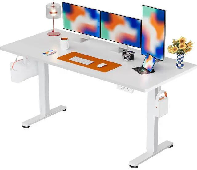 Main image of ErGear Height Adjustable Electric Standing Desk, 55 x 28 Inches Sit Stand up Desk, Memory Computer Home Office Desk, White