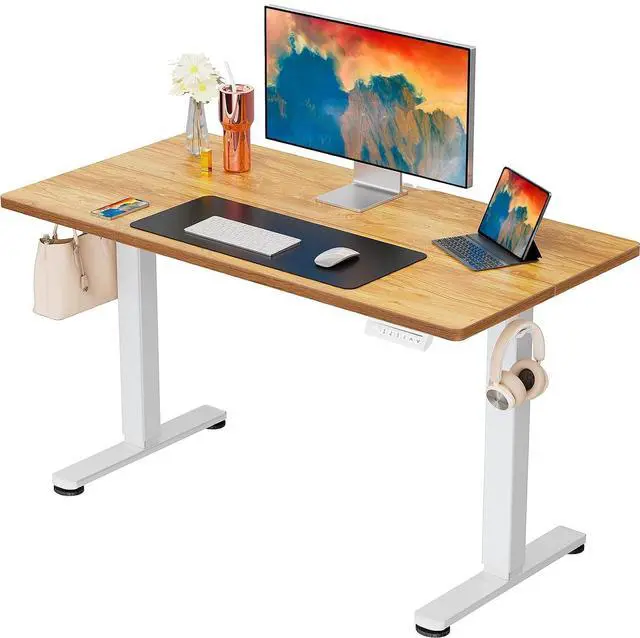 Main image of ErGear Height Adjustable Electric Standing Desk, 40 x 24 Inches Sit Stand up Desk, Memory Computer Home Office Desk, Light Vintage Brown