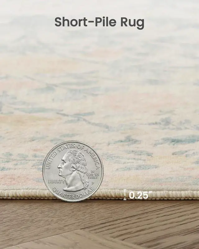 Alt view image 7 of 7 - AMADA HOMEFURNISHING 6x9 Area Rugs, Washable Low-Profile Large Living Room Rug with Non-Slip Backing & Durable Edge Binding, Soft Vintage Rug for Bedroom, Dinning Room, Home Office