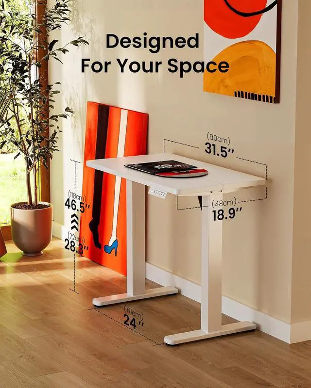 Alt view image 3 of 7 - ErGear Height Adjustable Electric Standing Desk, 32 x 19 Inches Sit Stand up Desk with Memory Presets, Computer Home Office Desk, White