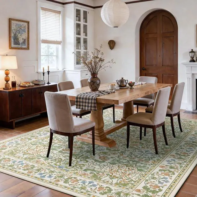 Alt view image 3 of 7 - AMADA HOMEFURNISHING 5x7 Area Rug, Washable Living Room Rug with Non-Slip Backing, Low Pile and Durable Edge Binding, Vintage Soft Floral Rugs for Living Room, Bedroom, Dining Room