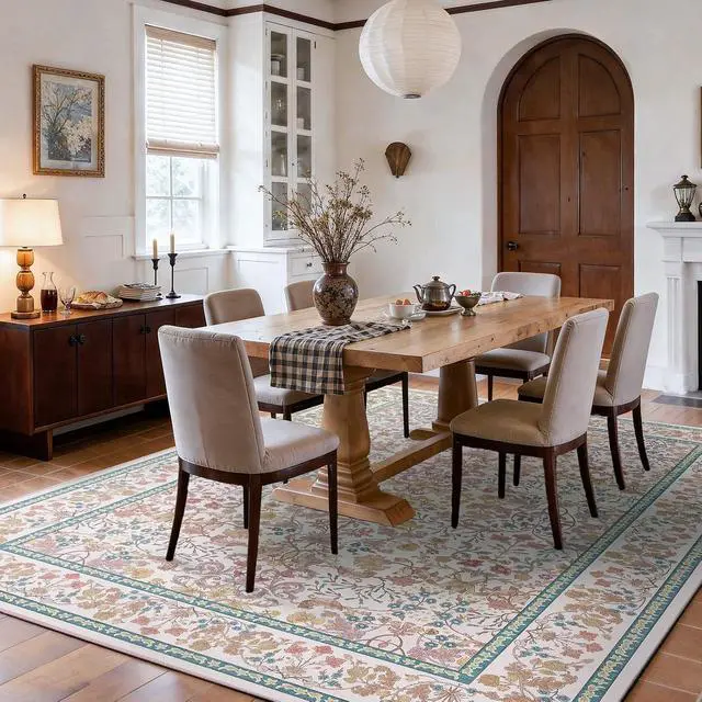 Alt view image 3 of 7 - AMADA HOMEFURNISHING 5x7 Area Rug, Washable Living Room Rug with Non-Slip Backing, Low Pile and Durable Edge Binding, Vintage Soft Floral Rugs for Living Room, Bedroom, Dining Room