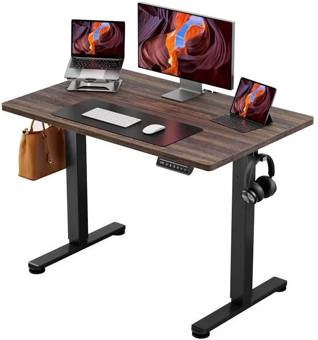 Main image of ErGear Height Adjustable Electric Standing Desk, 40 x 24 Inches Sit Stand up Desk, Memory Computer Home Office Desk, Dark Walnut