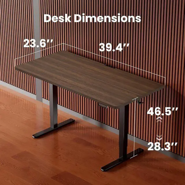 Alt view image 3 of 7 - ErGear Height Adjustable Electric Standing Desk, 40 x 24 Inches Sit Stand up Desk, Memory Computer Home Office Desk, Dark Walnut