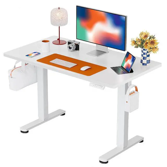 Main image of ErGear Height Adjustable Electric Standing Desk, 44 x 24 Inches Sit Stand up Desk, Memory Computer Home Office Desk, White