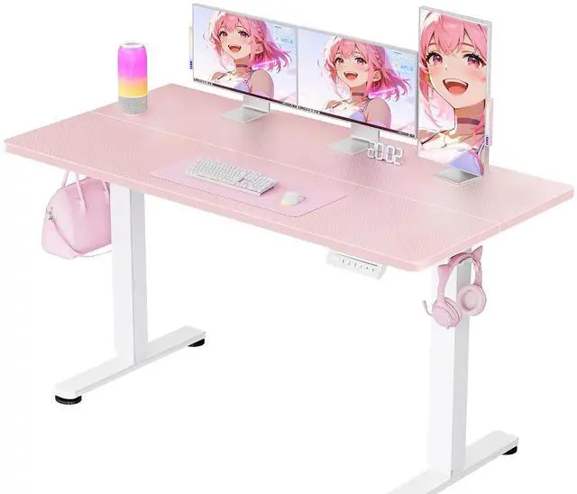 Main image of ErGear Height Adjustable Electric Standing Desk, 55 x 28 Inches Sit Stand up Desk, Memory Computer Home Office Desk, Pink