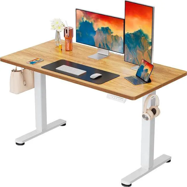 Main image of ErGear Height Adjustable Electric Standing Desk, 48 x 24 Inches Sit Stand up Desk, Memory Computer Home Office Desk, Light Vintage Brown