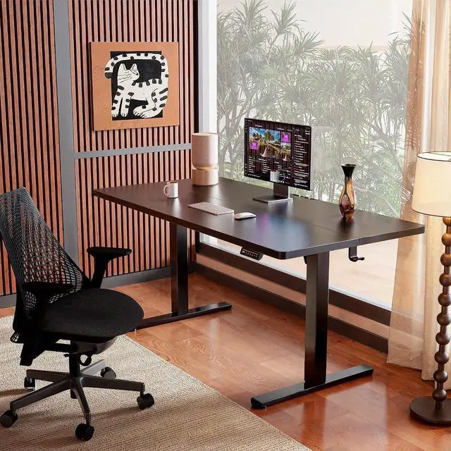 Alt view image 2 of 7 - ErGear Height Adjustable Electric Standing Desk, 40 x 24 Inches Sit Stand up Desk, Memory Computer Home Office Desk, Black