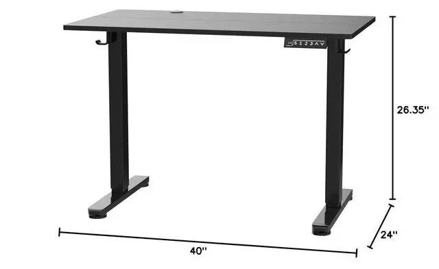 Alt view image 3 of 7 - ErGear Height Adjustable Electric Standing Desk, 40 x 24 Inches Sit Stand up Desk, Memory Computer Home Office Desk, Black