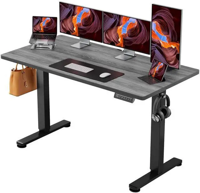 Main image of ErGear Height Adjustable Electric Standing Desk, 63 x 28 Inches Sit Stand up Desk, Memory Computer Home Office Desk, Grey