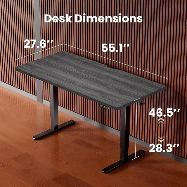 Alt view image 3 of 7 - ErGear Height Adjustable Electric Standing Desk, 55 x 28 Inches Sit Stand up Desk, Memory Computer Home Office Desk, Grey