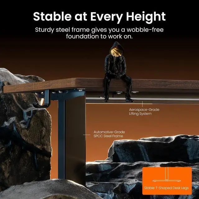 Alt view image 5 of 7 - ErGear Height Adjustable Electric Standing Desk, 71 x 30 Inches Sit Stand up Desk, Memory Computer Home Office Desk, Dark Walnut