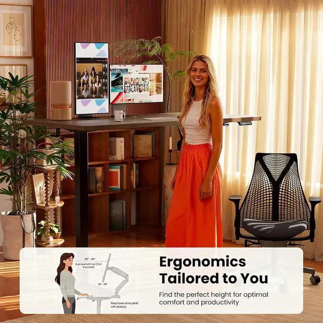 Alt view image 7 of 7 - ErGear Height Adjustable Electric Standing Desk, 71 x 30 Inches Sit Stand up Desk, Memory Computer Home Office Desk, Dark Walnut